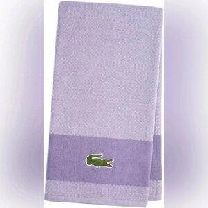 LACOSTE Alligator Stripe Cotton Bath Towel Violet Purple 30" x52" Home Heritage